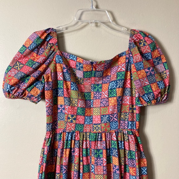 Coco Shop Short-Sleeve Maxi Dress in Navy Checkerboard - Picture 9 of 16